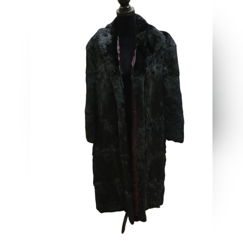 Fabulous Vintage Daniel Black Rabbit Fur Trench Jacket